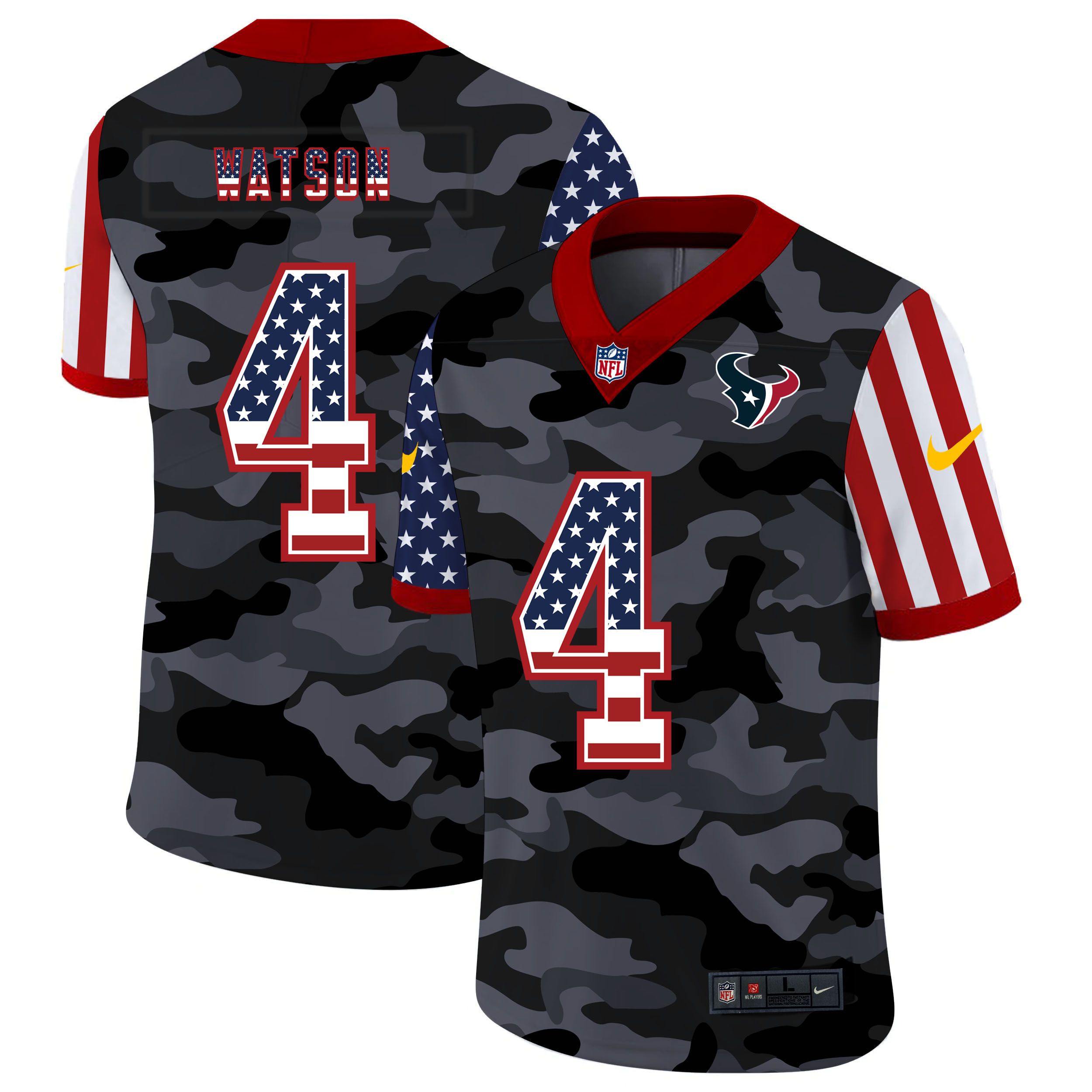 Men Houston Texans #4 Watson 2020 Nike Camo USA Salute to Service Limited NFL Jerseys